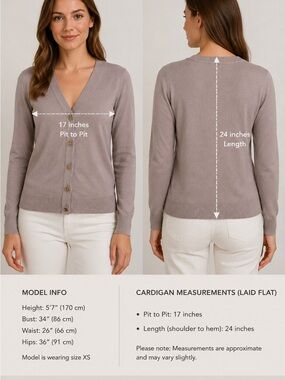 Tory Burch Taupe V-Neck Button Front Cardigan
